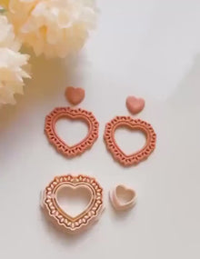 Lace Heart Polymer Clay Cutter Set  Romantic Jewelry and Crafts