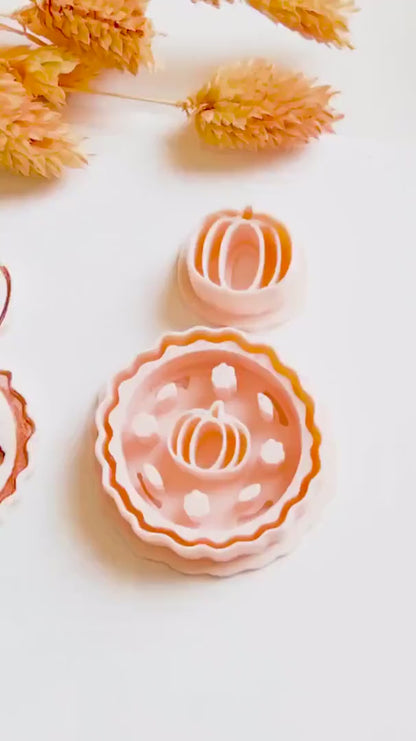Pumpkin Pie Polymer Clay Cutter Set: Autumn Floral Earring Mold