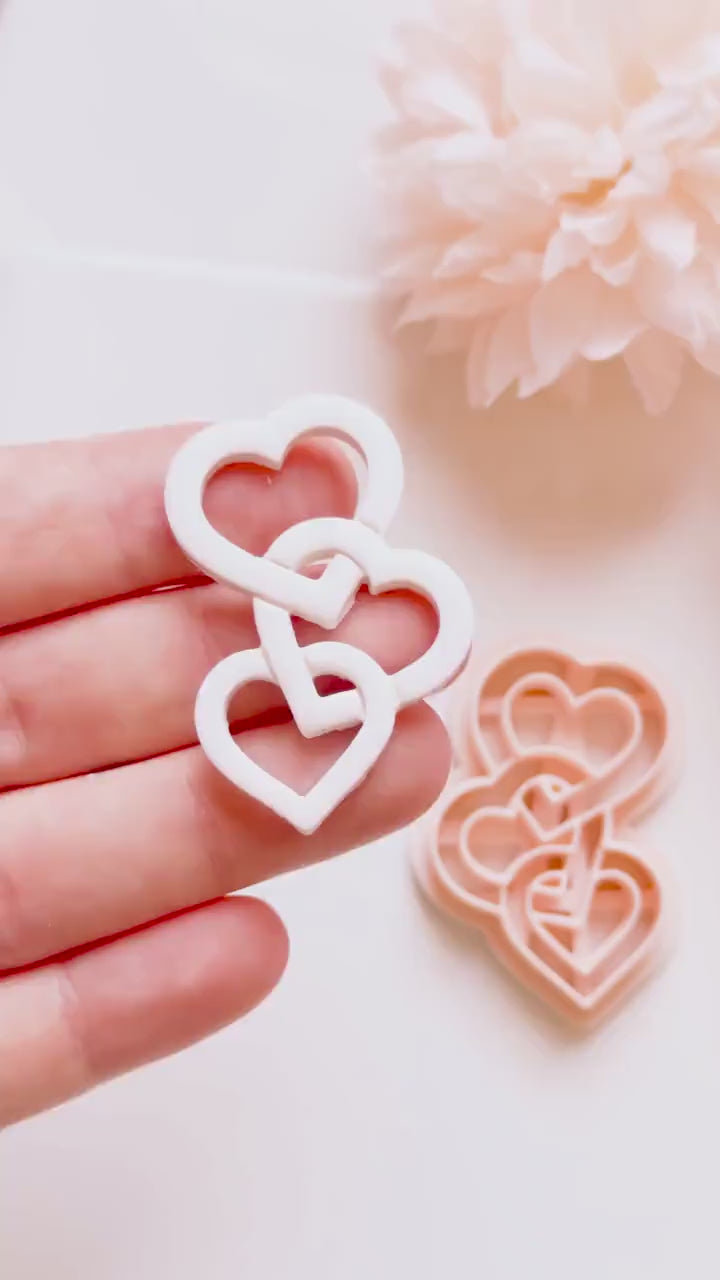 Heartchain Trio Linked Hearts Cutter for Polymer Clay