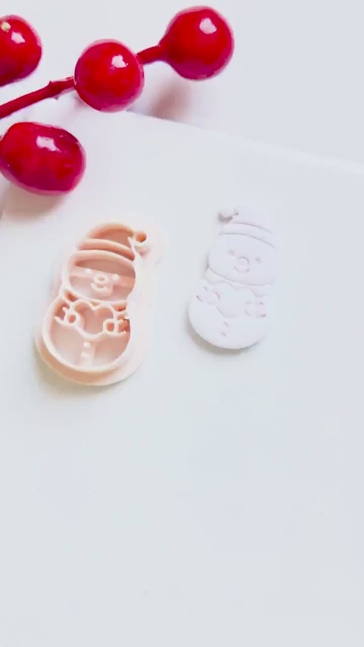 Snowman Clay Cutter: Christmas Earring, Polymer Clay