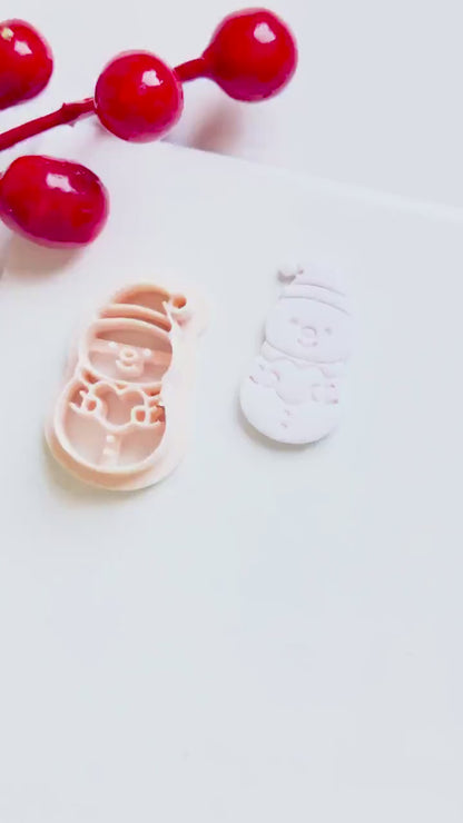 Snowman Clay Cutter: Christmas Earring, Polymer Clay
