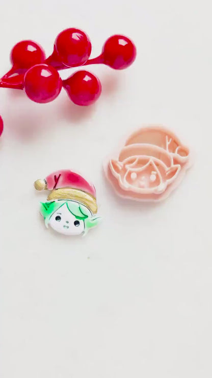Christmas Elf Polymer Clay Cutter  Holiday Embossed Earring Shape
