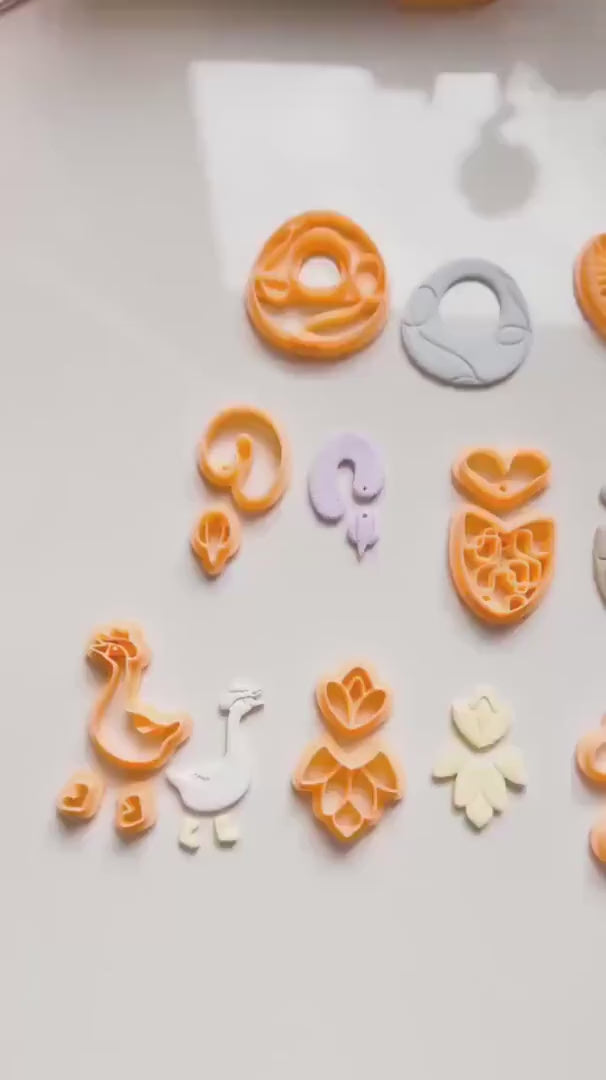 Floral Leaf Polymer Clay Cutter Set, Jewelry Making (35-55mm)