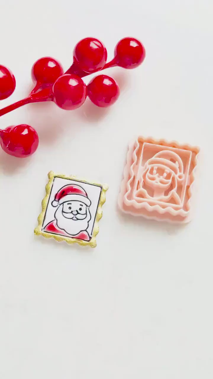 Santa Portrait Clay Cutter: Christmas Ornament Earring Design