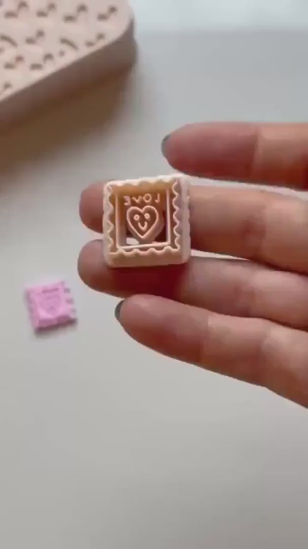 Heart Postage Stamp Polymer Clay Cutter: Valentine Jewelry Design